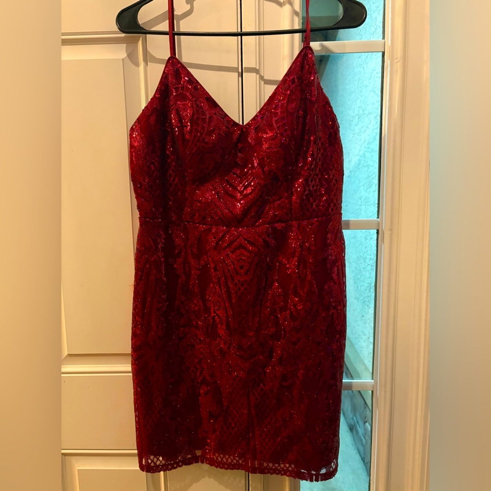Deep Red sequin Junior Dress Sz 15 (Juniors)